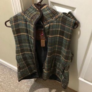 BB Dakota Plaid vest with furry hood